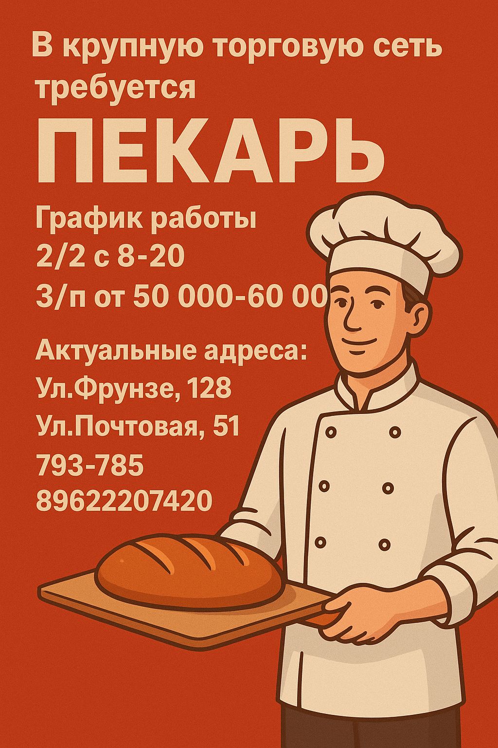 Вакансия пекаря - Работа в Хабаровск