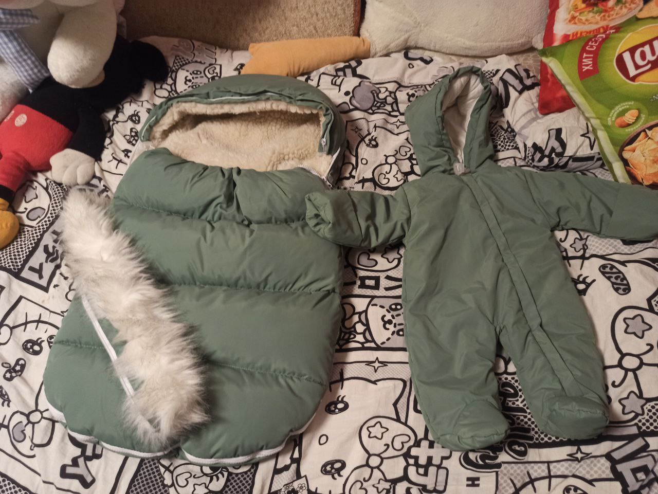 Теплый конверт с комбинезоном и шапочкой - частное объявление в Бийск