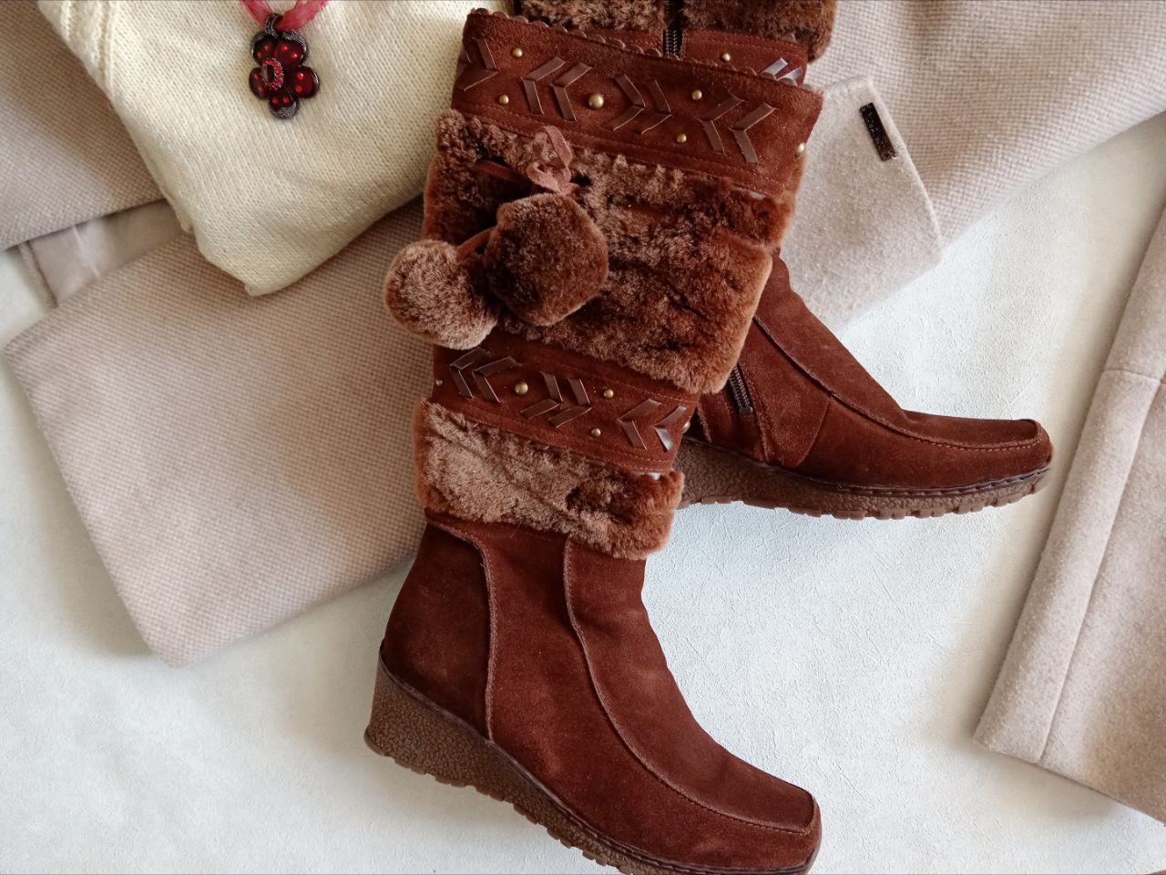 Сапоги зимние женские замшевые с мехом - Одежда в Нижний Новгород - фото 7