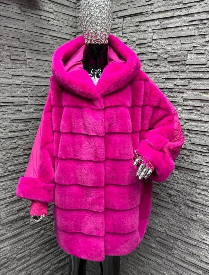 Комбинированная куртка-шубка с капюшоном - Одежда в Владивосток