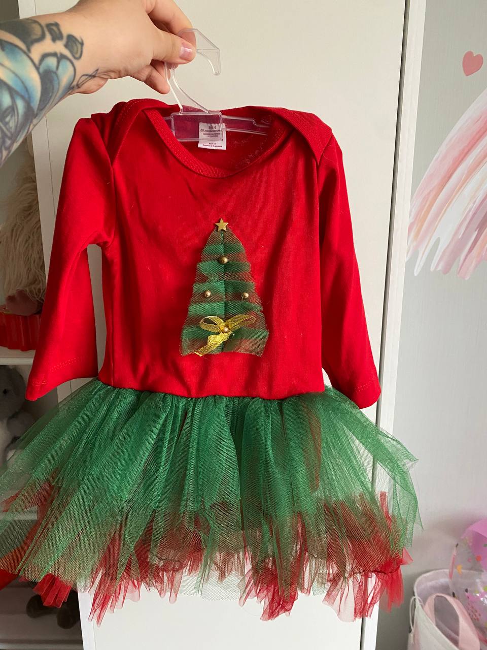 Платье новогоднее с бодиком и колготочками 74 размер - Одежда в Химки - фото 4