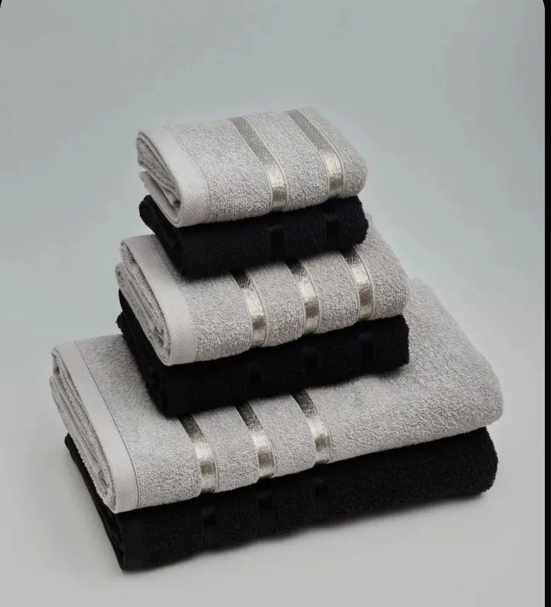 Набор махровых полотенец 6 шт серо-черное - Для дома и дачи в Воронеж - фото 2