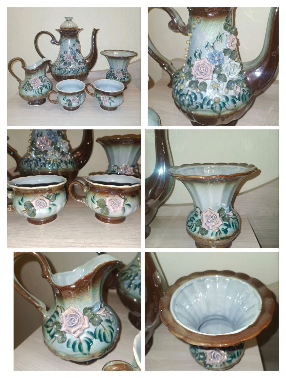 Винтажный чайно-кофейный перламутровый сервиз Розы СССР - частное объявление в Москва