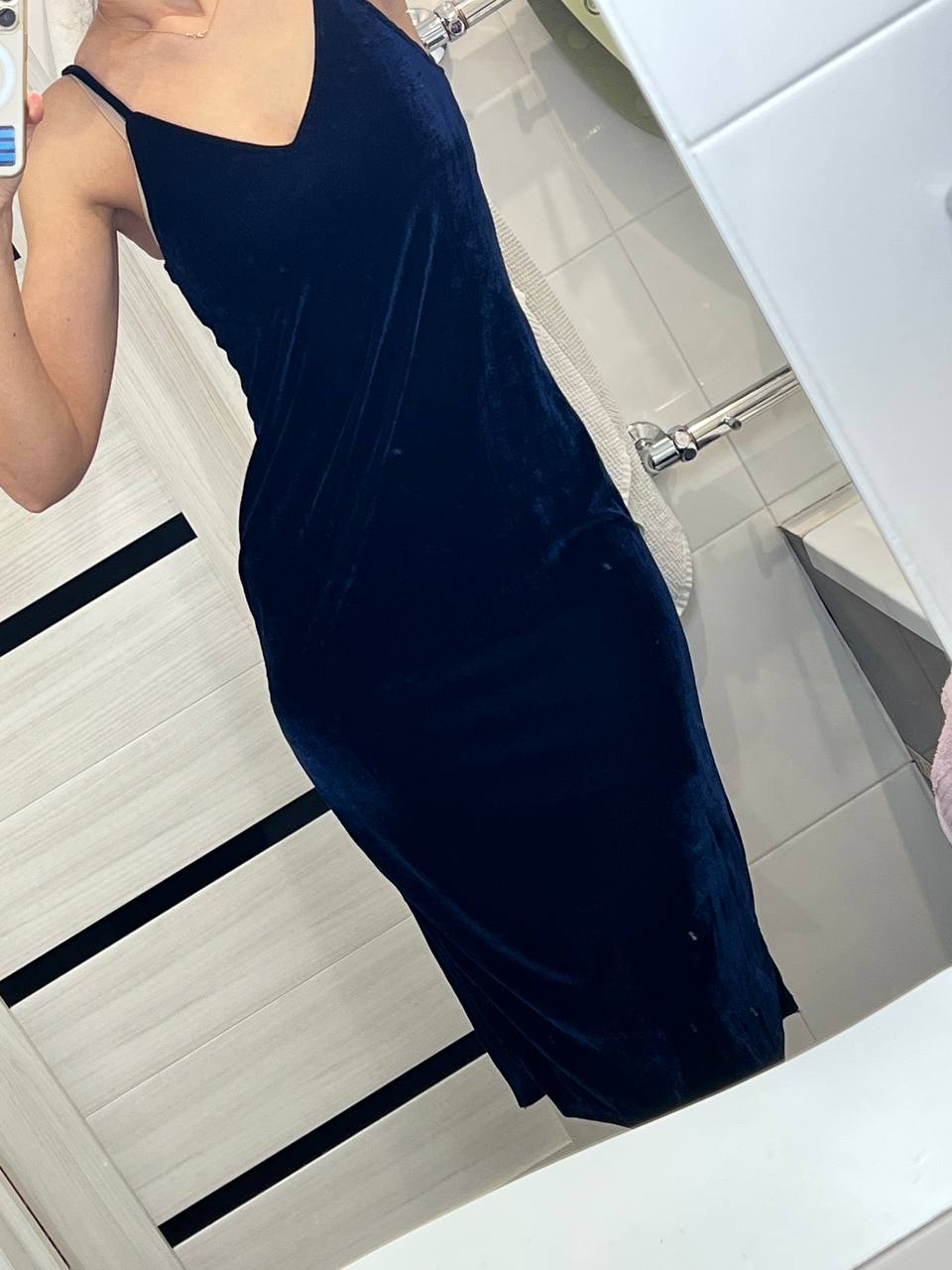 Платье комбинация бархатное синее - Одежда в Калининград - фото 2