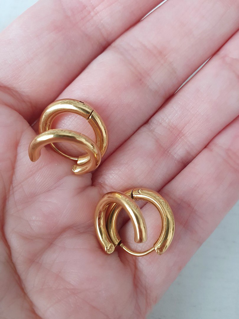 Оригинальные позолоченные серьги кольца - Одежда в Светлогорск - фото 6