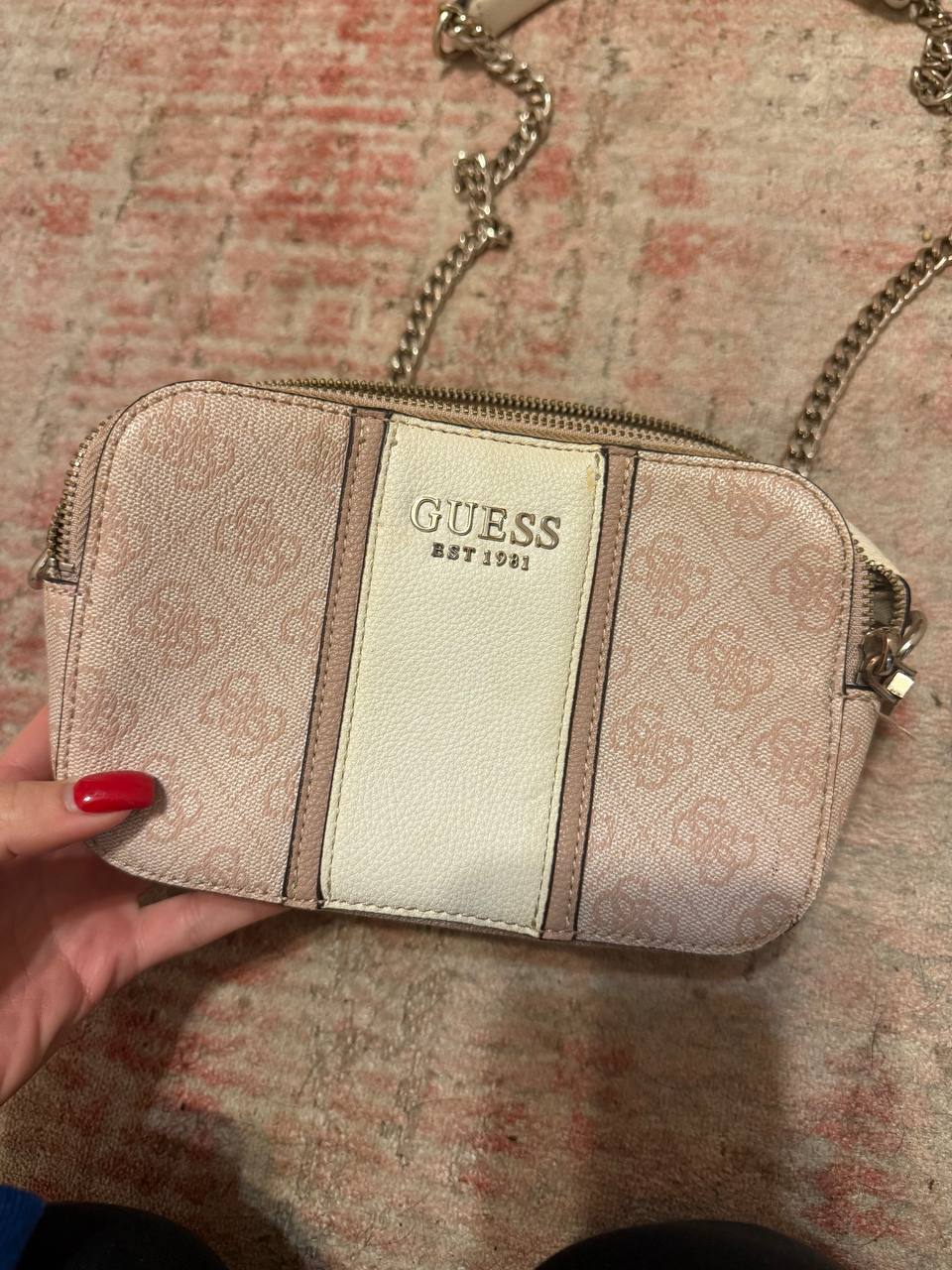 Сумка Guess бежевая с розовым отливом - Одежда в Воронеж - фото 3