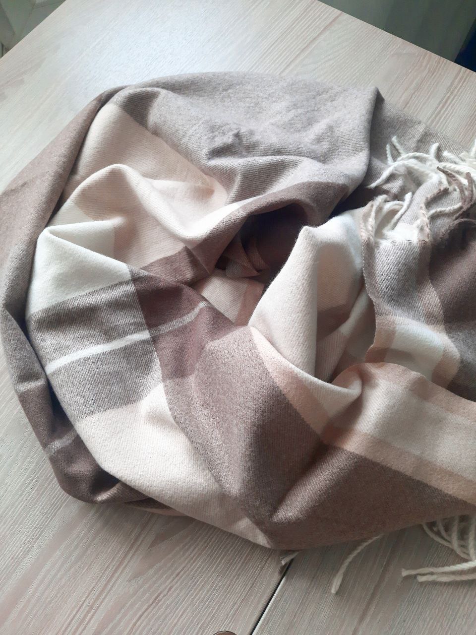 Палантин в клетку Бежевые тона - Одежда в Томск - фото 2