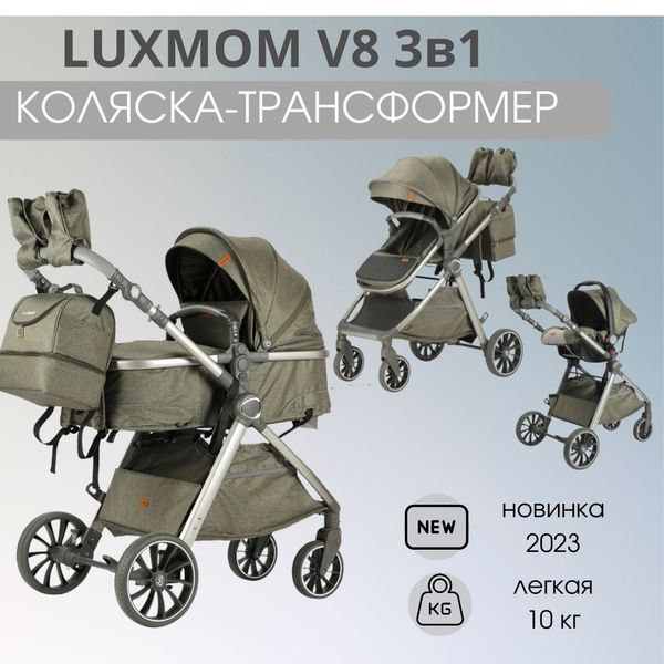 Продам коляску Luxmom V8 3в1 (зеленый) - Товары для детей в Королёв - фото 3