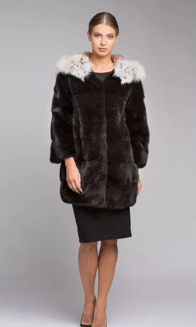 Продам шубу норка с капюшоном-рысь - Одежда в Новосибирск - фото 2