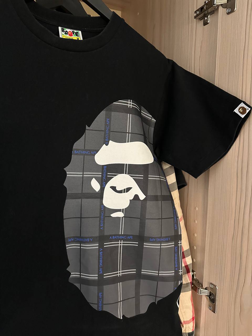 Футболка Bape Logo Check Side Big Ape Head - Одежда в Красноярск