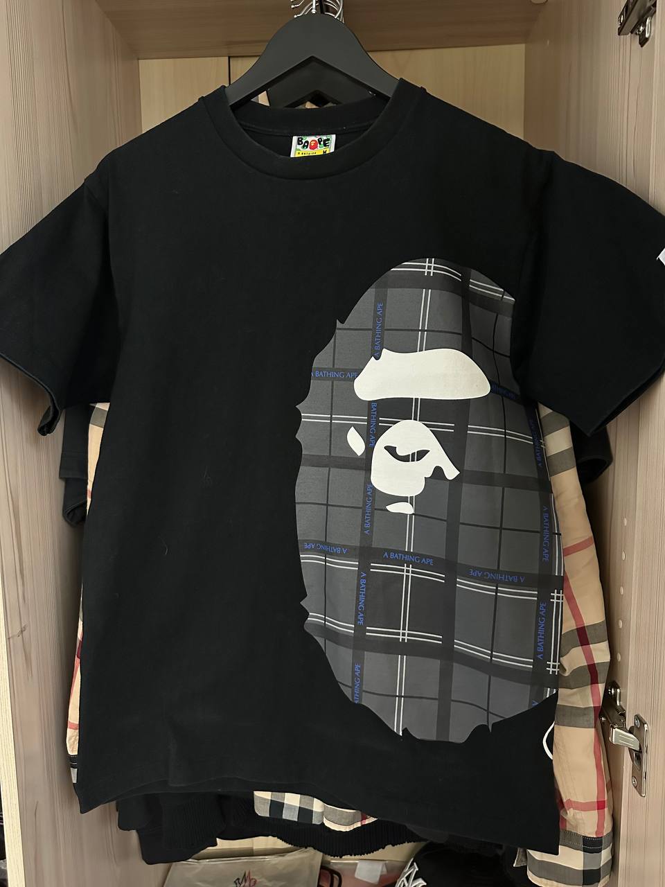 Футболка Bape Logo Check Side Big Ape Head - Одежда в Красноярск - фото 3