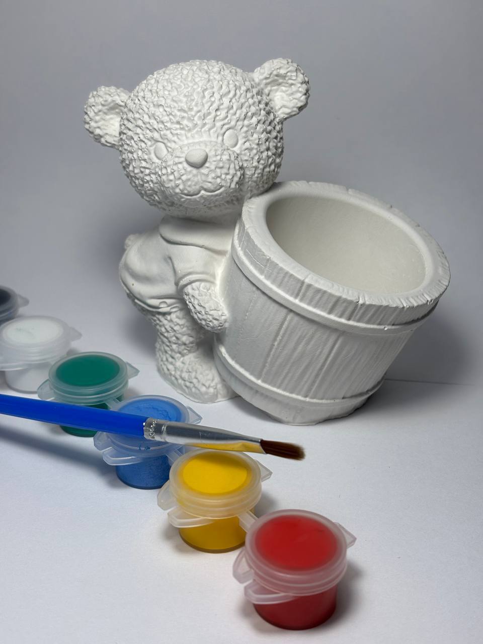 Кашпо из гипса «Медвежонок» для росписи - Хобби и отдых в Самара