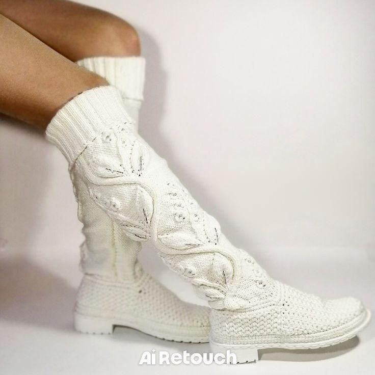 Рукавички из натурального меха Норка Домашние тапочки на подошве Теплые вязаные сапожки - Одежда в Улан-Удэ