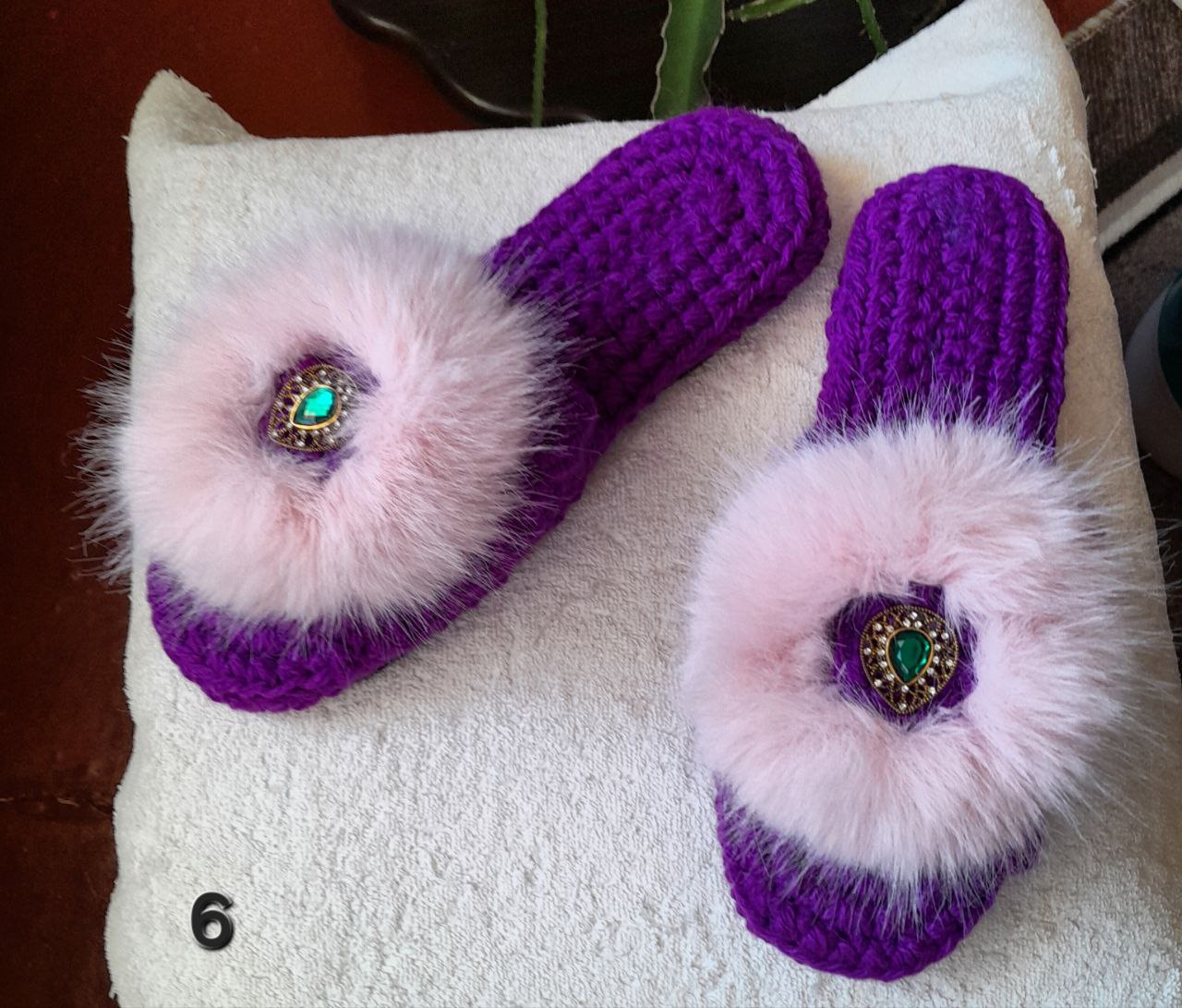 Рукавички из натурального меха Норка Домашние тапочки на подошве Теплые вязаные сапожки - Одежда в Улан-Удэ - фото 3