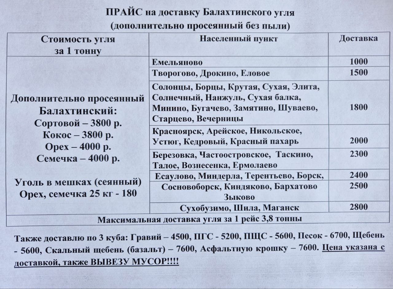 Доставка угля и строительных материалов - Услуги в Красноярск