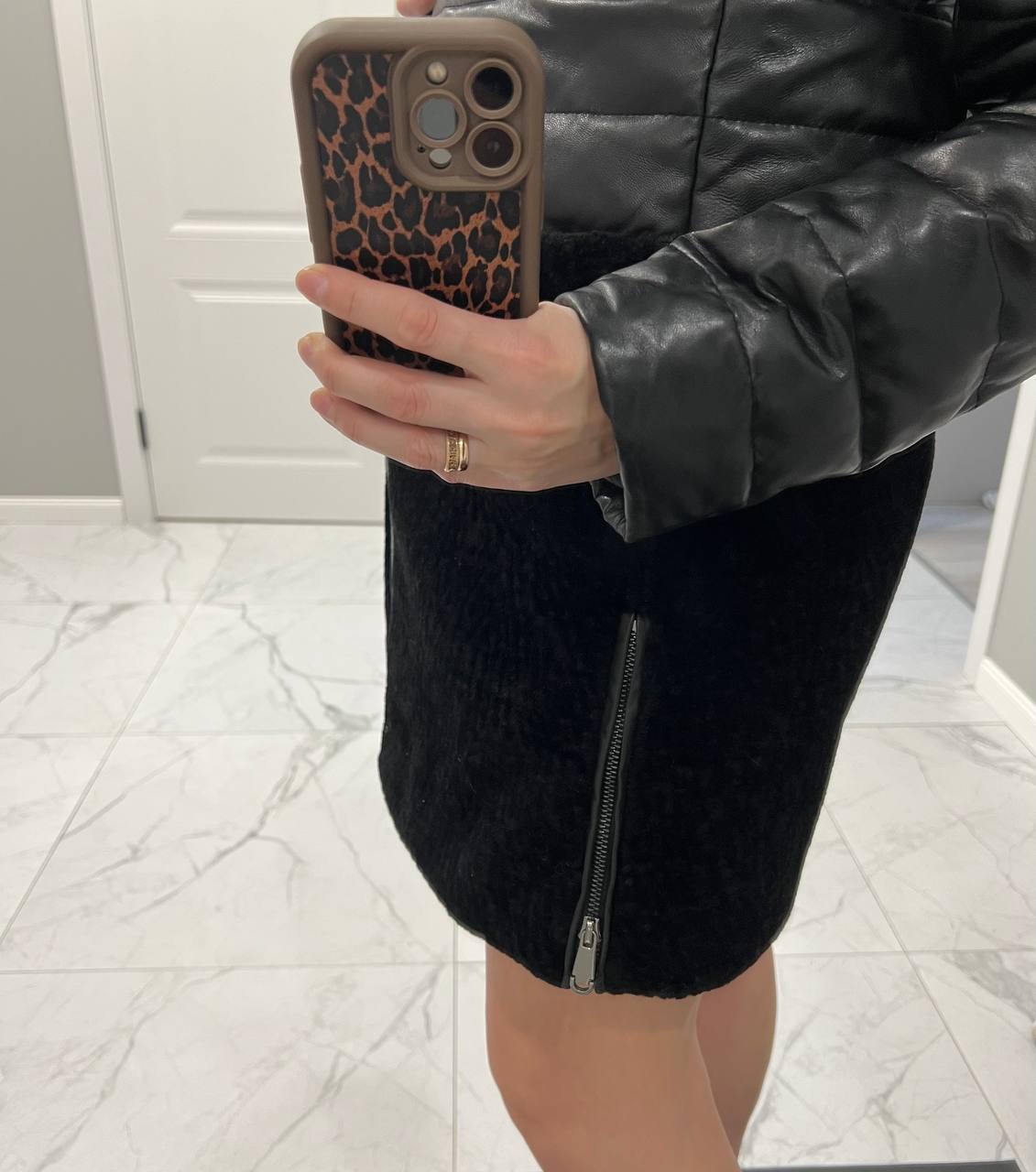 Комбинированное утепленное пальто из натуральной кожи и меха овчины Vericci - частное объявление в Люберцы